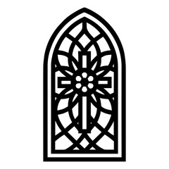 Fototapeta premium Stained glass window pattern (Catholic church) icon — decorative religious art symbol representing faith, light, and tradition 