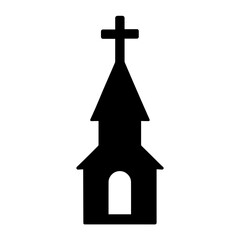 Church steeple with cross icon &mdash; symbol of faith, worship, and traditional Christian architecture
