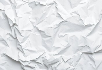 Fototapeta premium Close-up of crumpled white paper texture, showing deep creases and folds, material, art
