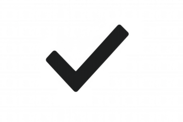 Black checkmark icon showing agreement, success, approval, yes, and confirmation, transparent background