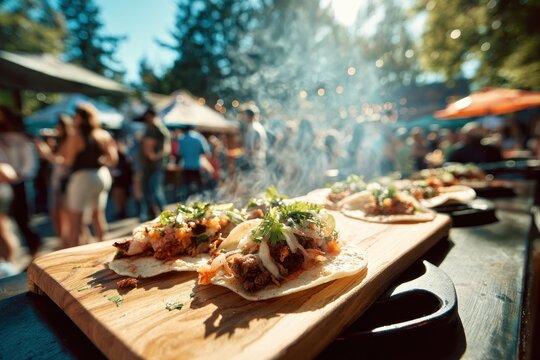 Delicious Tacos at a Summer Food Festival