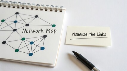 Detailed Network Map Illustration with Visualization Concept for Connections and Data Representation in Business Context