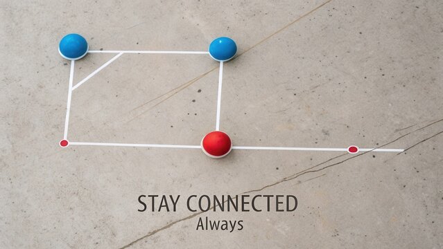 Abstract concept of connectivity and engagement with colorful circles on floor emphasizing the importance of connection and communication