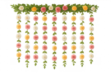 Traditional indian festival floral garland decoration on transparent background