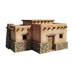 Adobe Building Renders a Southwestern Style Home with Stone Foundation and Wood Accents