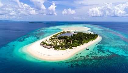 Tropical island paradise aerial view