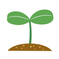 Flat Illustration of Sprouting Seedling Growing from Soil