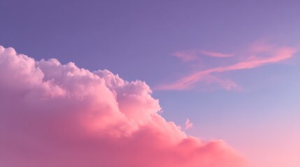Dreamy pastel sky with pink and lavender clouds illuminated by sunset light, perfect as romantic or love themed design background 
