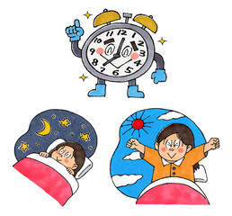 目覚まし時計のキャラクター　眠ると目覚める女の子