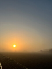 霧の朝焼け。Misty dawn.