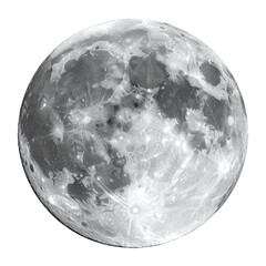 A high-resolution grayscale image showcasing the cratered surface of the moon against a black background