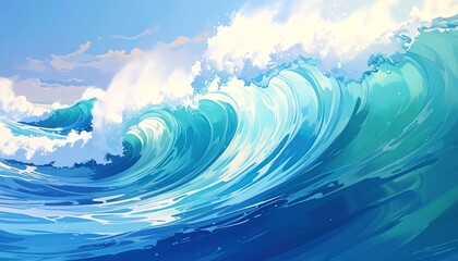 Turquoise ocean waves crashing
