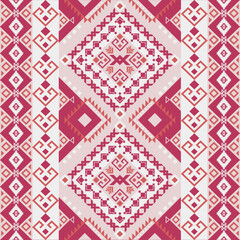Geometric Ethnic pattern, Native American tribal fabric, tile, carpet, vector, illustration design, on a red-orange  background 