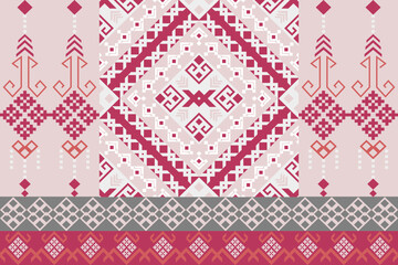 Geometric Ethnic pattern, Native American tribal fabric, tile, carpet, vector, illustration design, on a red-orange  background 