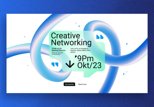 Modern Event Media Banner Layout with Dynamic Fluid Gradient Lines