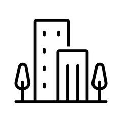 Vector black line icon for Skyscraper