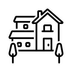 Vector black line icon for Villa