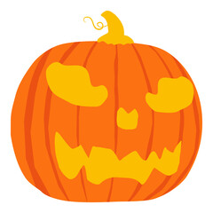 Right Facing Angry Pumpkin Face Vector Illustration for Halloween Design