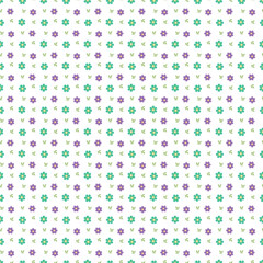 Pastel Floral Pattern With Purple And Teal Flowers - Repeating Seamless Background Design Decorative Wallpaper Texture