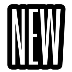 New Typography in Tall White Letters with Black Scalloped Background for Product Launch Branding, Promotional Graphics, Social Media Campaigns, and Commercial Design Projects