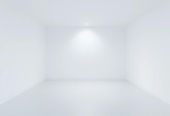 Fototapeta premium Stark white room, bare walls, single light source, architecture, blank