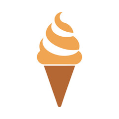 a ice cream cone with a waffle cone in shades of brown and orange color vector art illustration