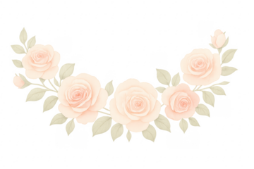 Delicate watercolor pink rose floral wreath illustration