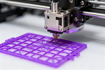 3D printer creating purple object