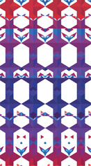 Geometric pattern with symmetrical shapes and vibrant colors creates a visually appealing design.