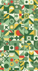 Geometric pattern with various shapes and colors creating a vibrant design 2.