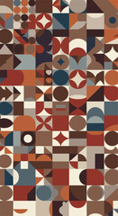 Geometric pattern with various shapes and colors a visual display of artistic design.