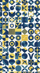 Geometric pattern with various shapes and colors creating a vibrant design 3.