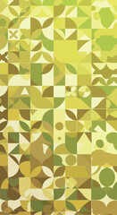 Geometric pattern with various shapes and shades of green color.