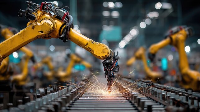 Advanced robotic assembly of aerospace components in automotive manufacturing environment showcasing autonomous ai technology and precision engineering