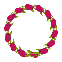 Wreath of tulips. Floral element for your design. Vector illustration isolated on white background.