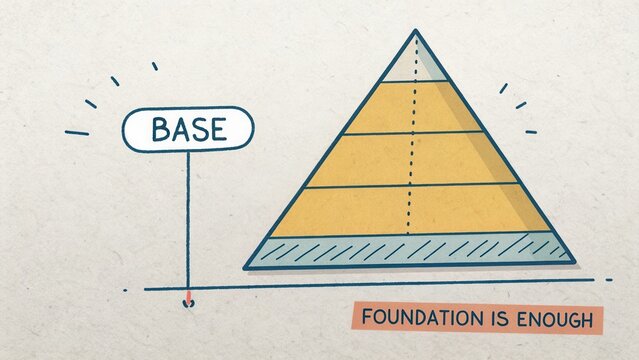 Conceptual pyramid illustrating foundational principles for success, featuring labeled sections and stylish design elements