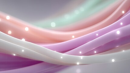 Macro Abstract Wavy Lines with Sparkling Neon Dots in Peach Violet Green and White Tones and Soft Lighting