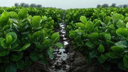 Mulberry black field Greenery After the Rain