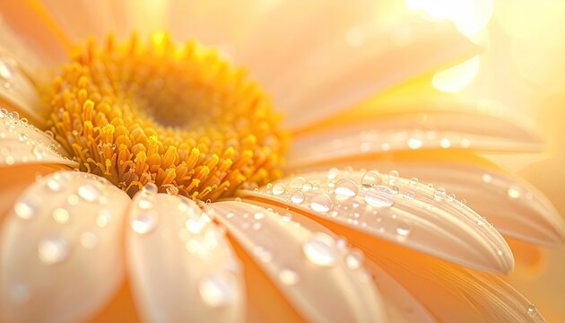 Macro Shot of Orange Daisy Floating in Dark Water with High Contrast Lighting and Bokeh Highlights Floral Still Life Artistic Nature