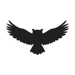 Obraz premium owl Silhouette in Flight with Spread Wings Vector Illustration