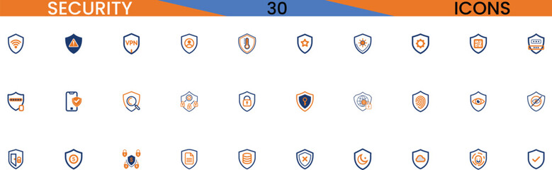 Collection of security and privacy icons representing protection and safety concepts vector
