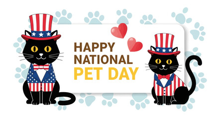 Adorable black cats celebrating national pet day in patriotic uncle sam outfits adorable kittens festive celebration