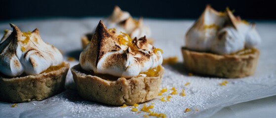 Premium Mini Lemon Meringue Tart with Toasted Peaks and Zest Speckles Authentic Homemade Baking for Mindful Millennial Lifestyle and Social Media Content