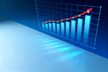 Business growth chart on digital screen