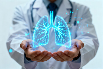 Doctor with glowing lung illustration