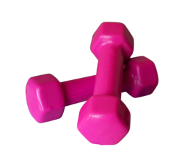 two pink dumbbells isolated on white