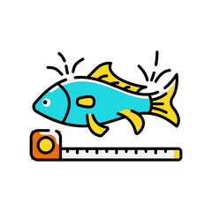 Obraz premium Cartoon Fish with Tape Measure Illustration on Transparent Background