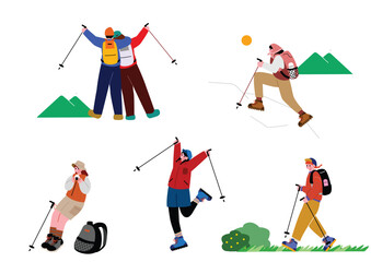 山ガールのイラストセット