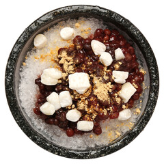 Korean Patbingsu Dessert in Traditional Stone Bowl