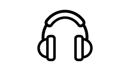 Simple Black Outline Icon of Headphones.